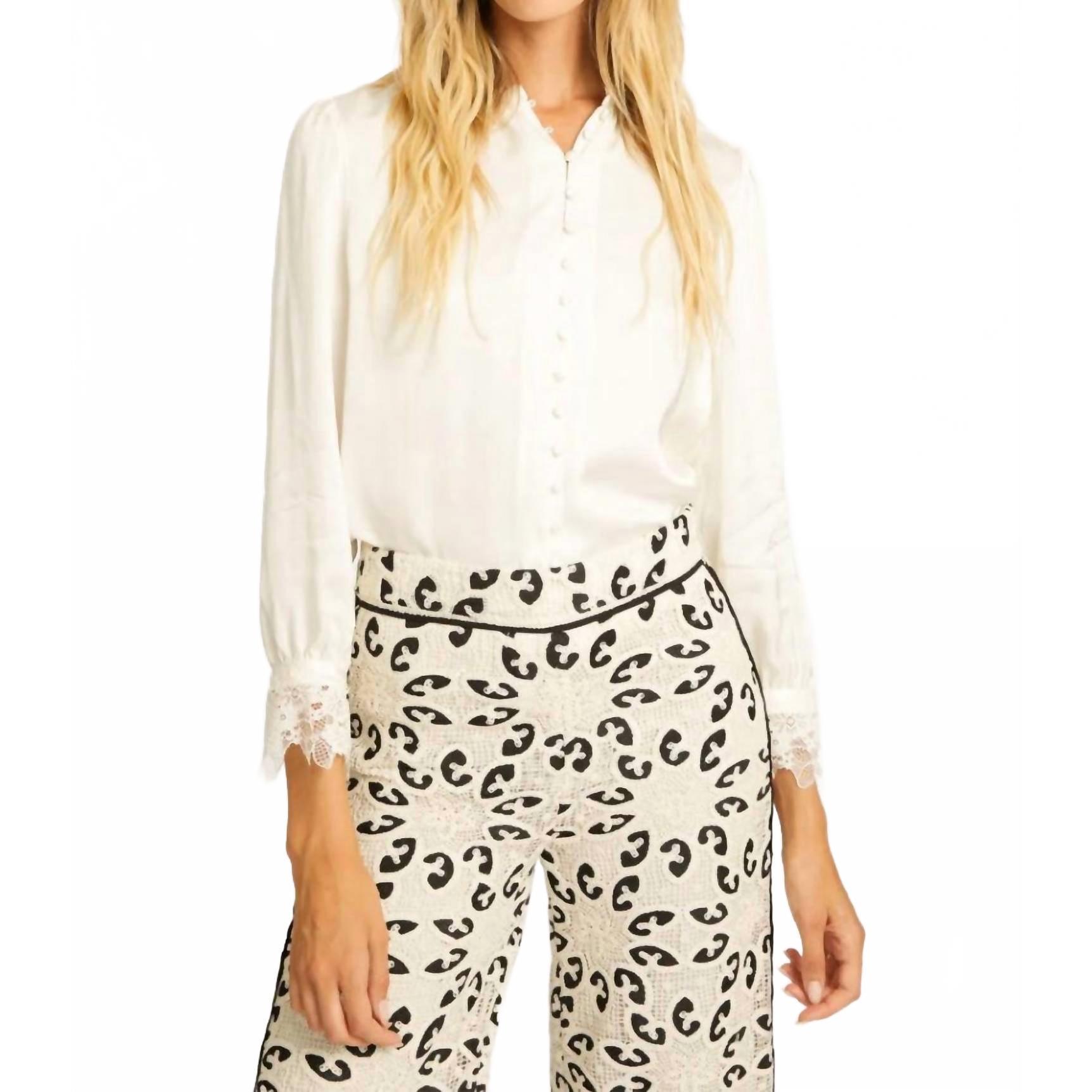 New Caballero Olivette Long Sleeve Top In Ivory